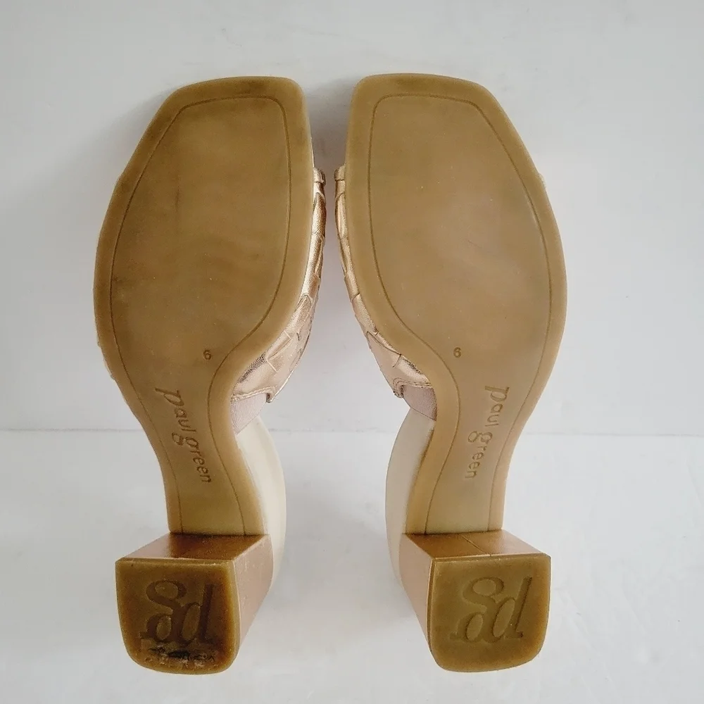 NEW Paul Green Tisha Rose Gold Heel Slide Sandals Size 8.5